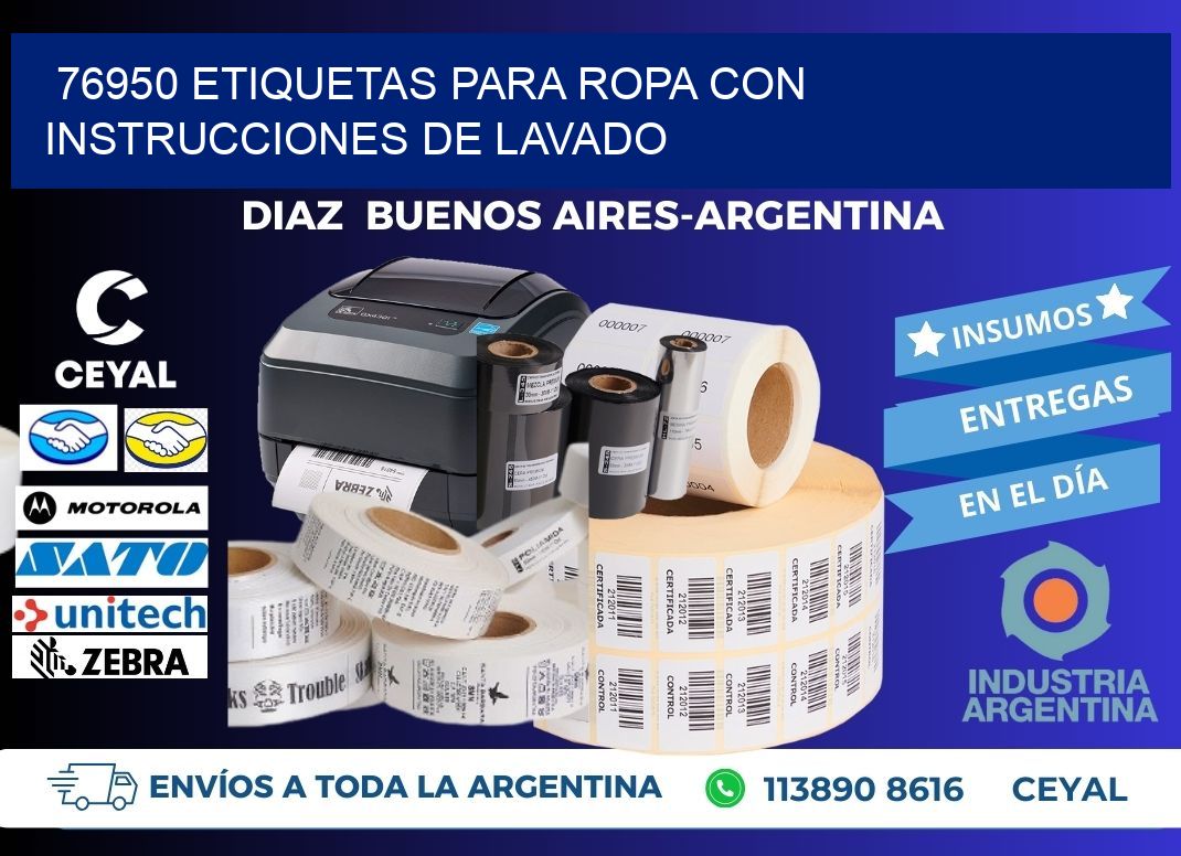 76950 etiquetas para ropa con instrucciones de lavado