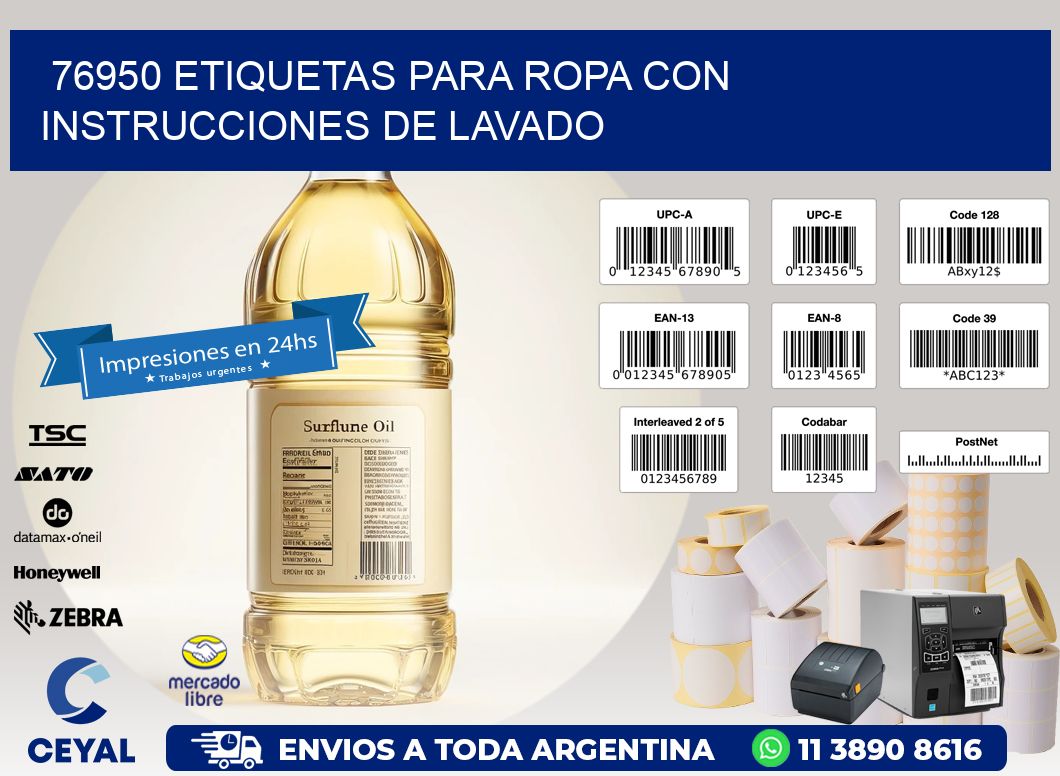 76950 etiquetas para ropa con instrucciones de lavado
