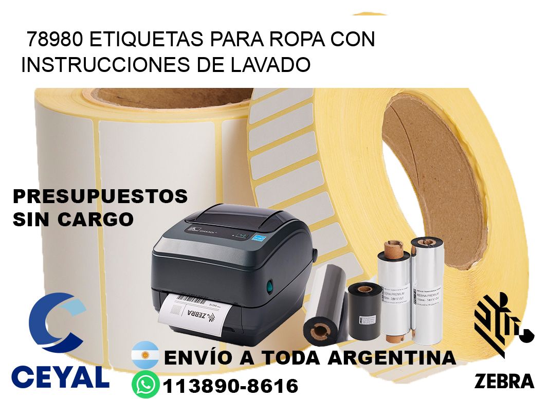 78980 etiquetas para ropa con instrucciones de lavado