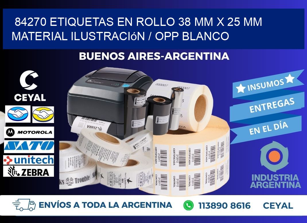 84270 Etiquetas en rollo 38 mm x 25 mm material Ilustración / OPP Blanco