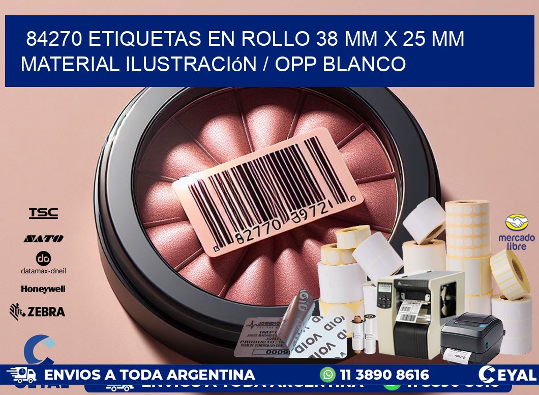 84270 Etiquetas en rollo 38 mm x 25 mm material Ilustración / OPP Blanco