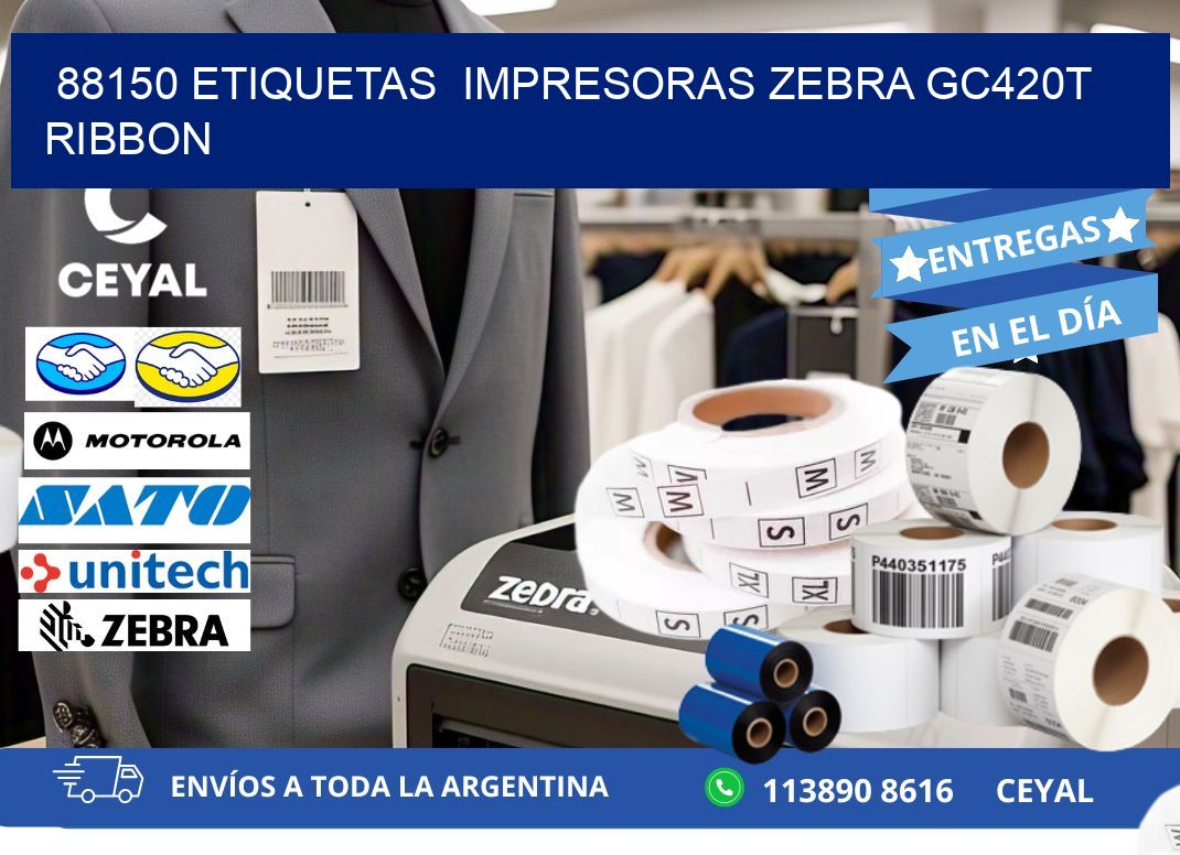 88150 etiquetas  impresoras zebra gc420t ribbon
