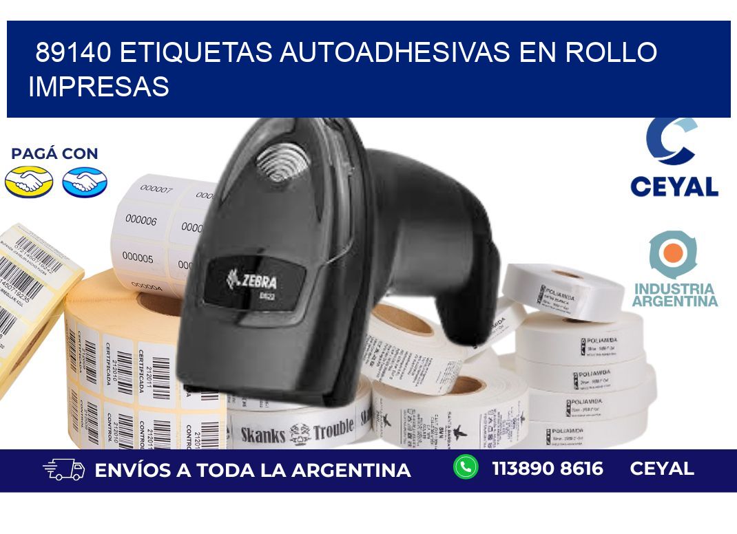 89140 Etiquetas autoadhesivas en rollo impresas