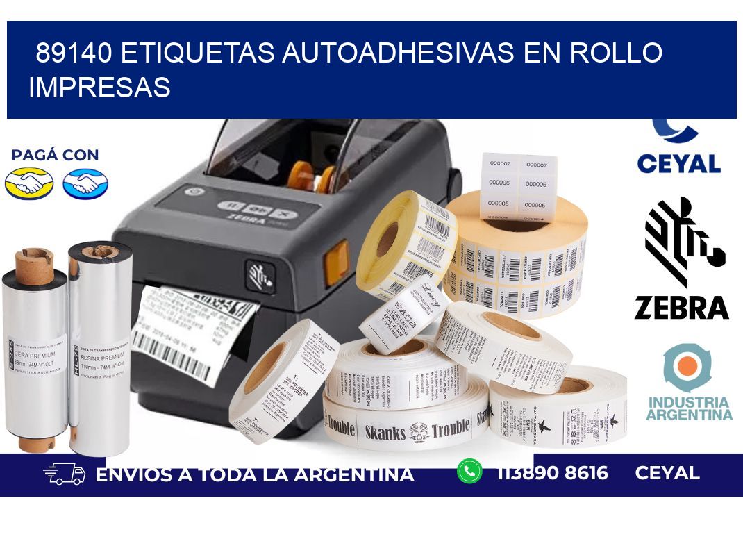 89140 Etiquetas autoadhesivas en rollo impresas