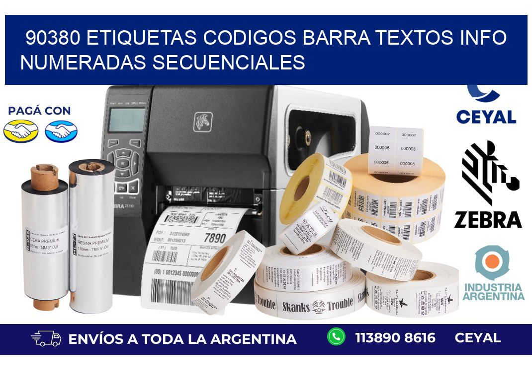 90380 Etiquetas Codigos Barra Textos Info Numeradas Secuenciales