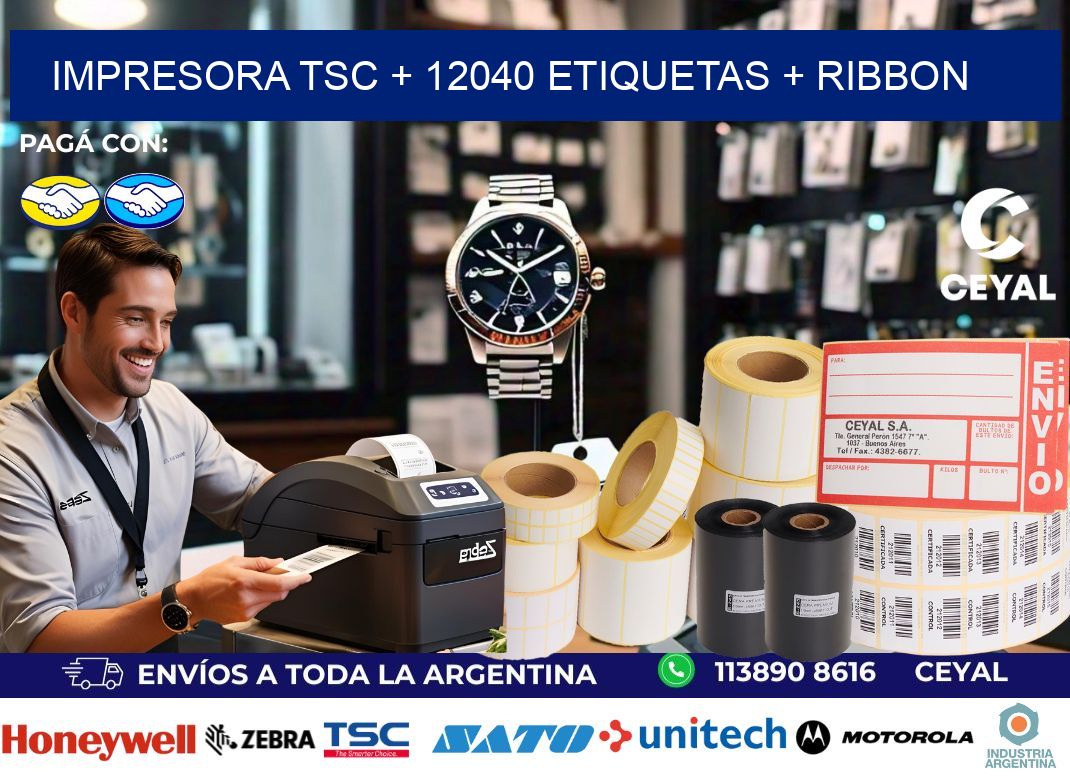 impresora TSC + 12040 etiquetas + ribbon