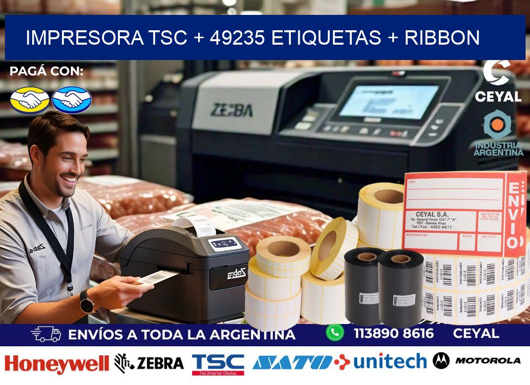 impresora TSC + 49235 etiquetas + ribbon