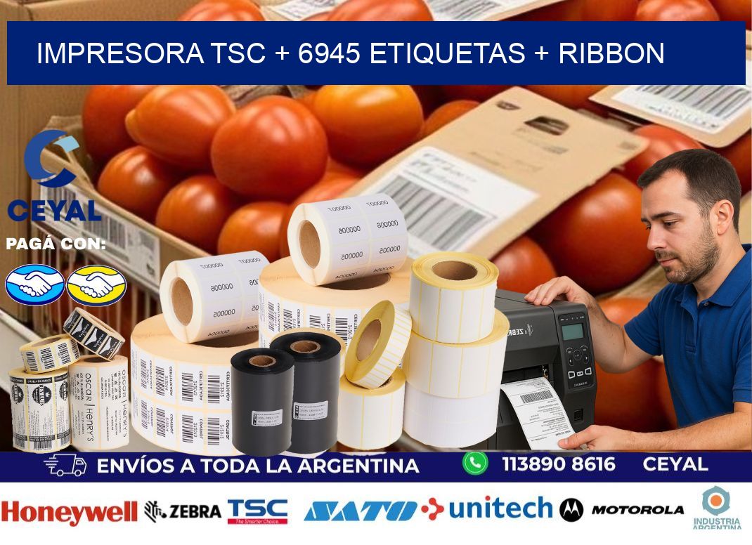 impresora TSC + 6945 etiquetas + ribbon