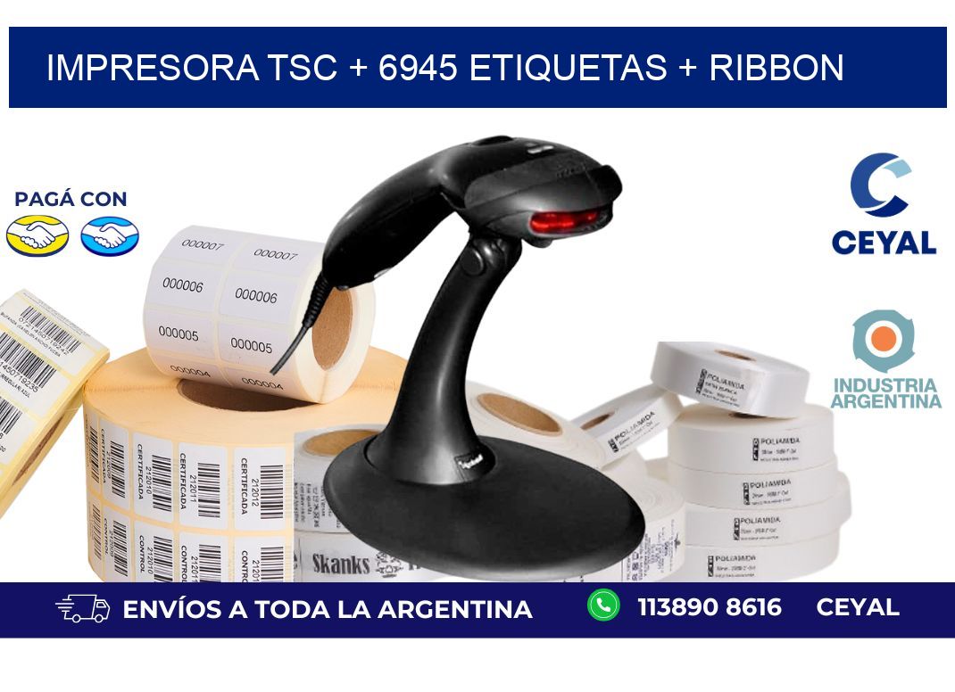 impresora TSC + 6945 etiquetas + ribbon