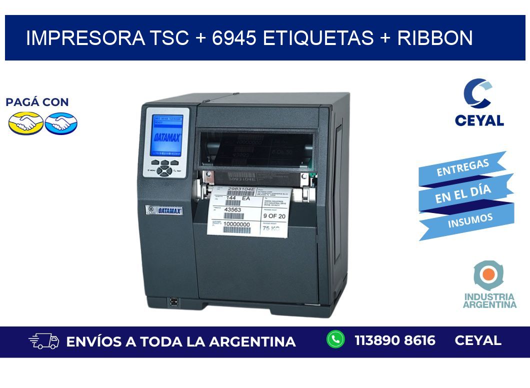 impresora TSC + 6945 etiquetas + ribbon
