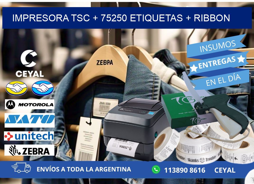 impresora TSC + 75250 etiquetas + ribbon