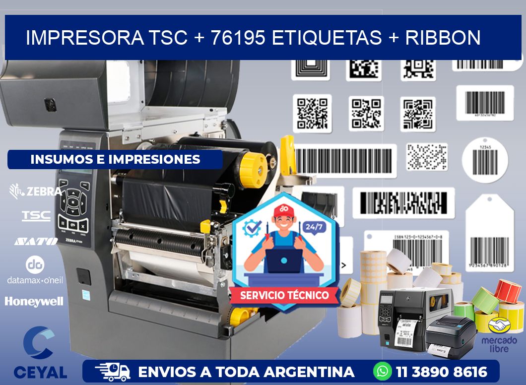 impresora TSC + 76195 etiquetas + ribbon