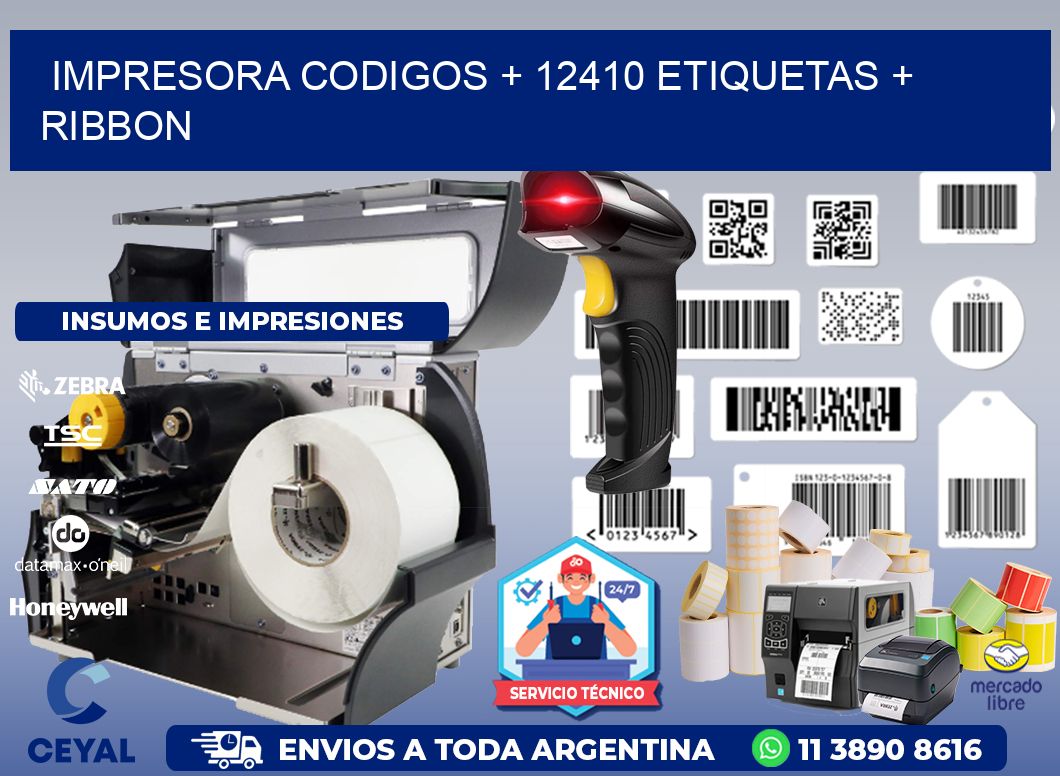 impresora codigos + 12410 etiquetas + ribbon
