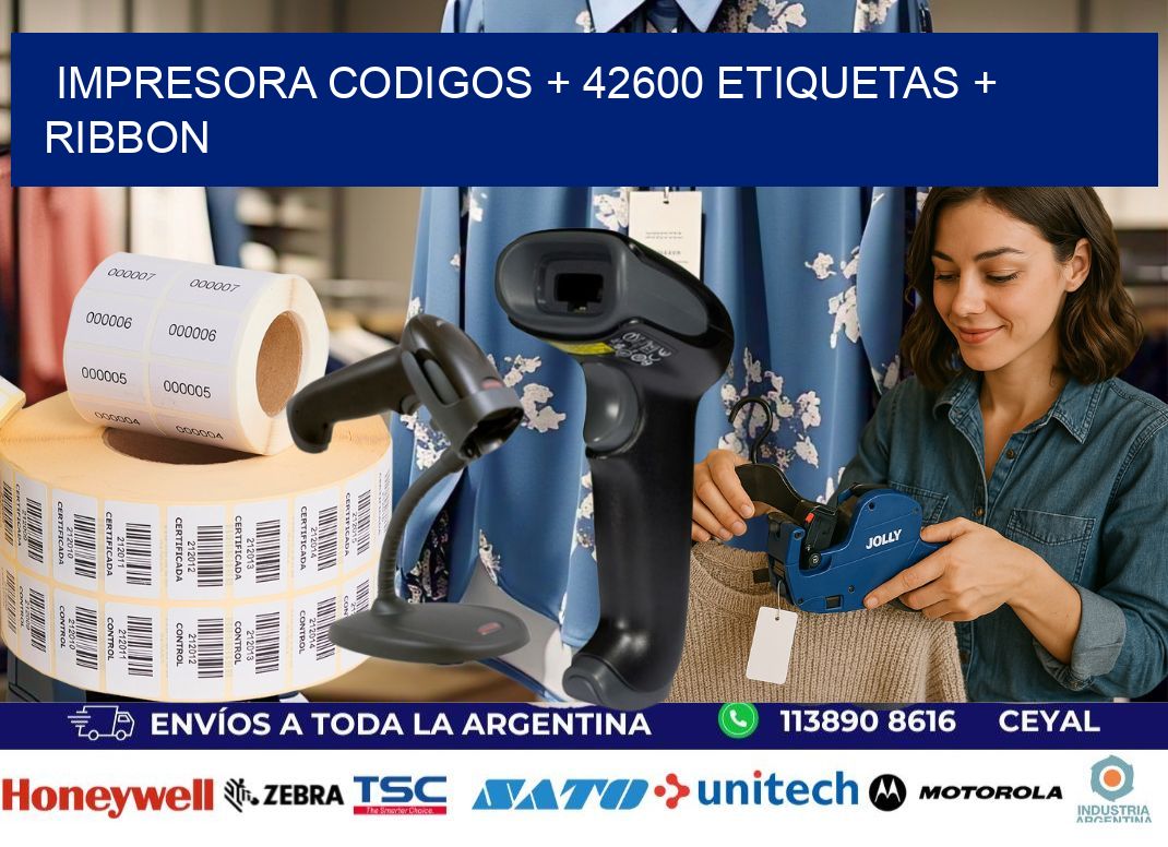 impresora codigos + 42600 etiquetas + ribbon