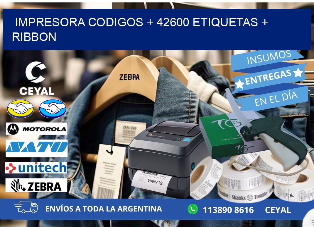 impresora codigos + 42600 etiquetas + ribbon