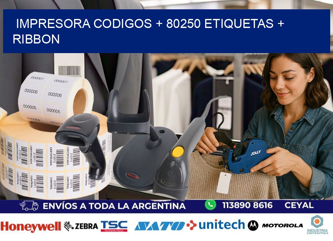 impresora codigos + 80250 etiquetas + ribbon