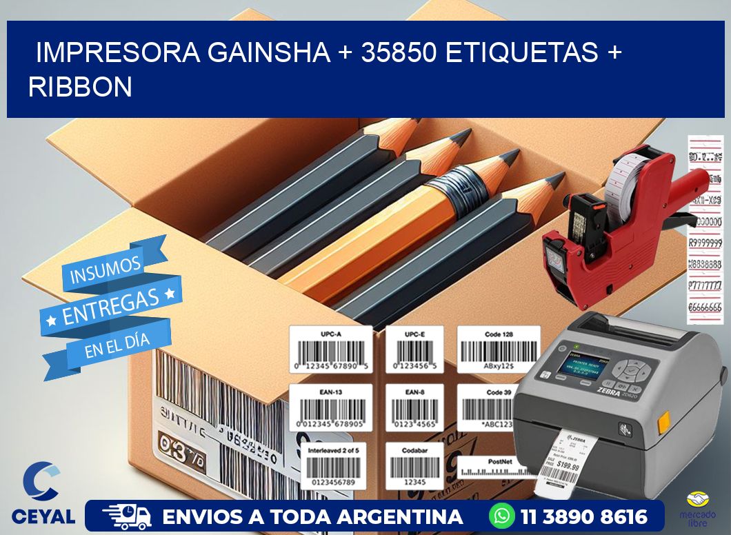 impresora gainsha + 35850 etiquetas + ribbon