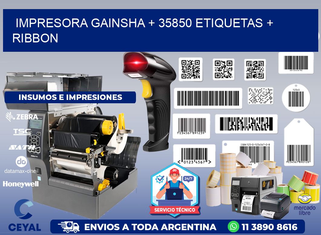 impresora gainsha + 35850 etiquetas + ribbon