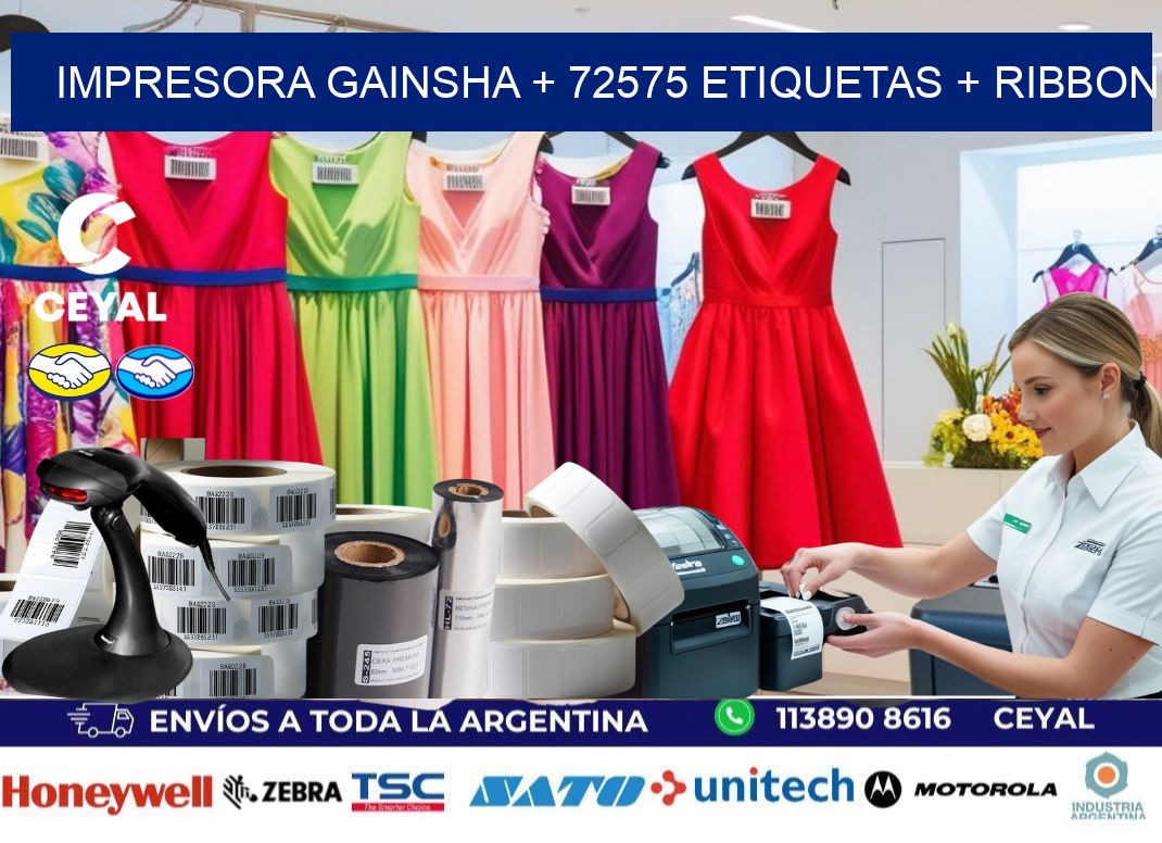 impresora gainsha + 72575 etiquetas + ribbon