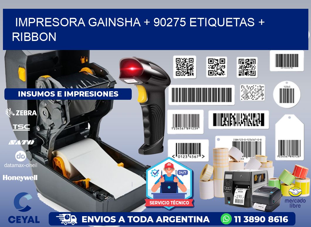 impresora gainsha + 90275 etiquetas + ribbon