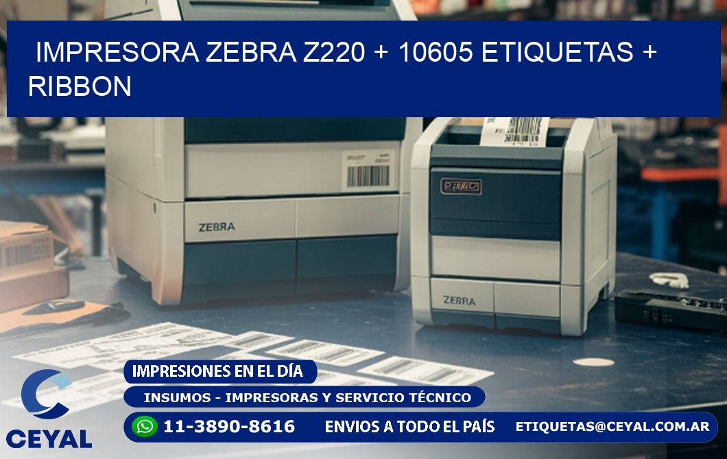 impresora zebra z220 + 10605 etiquetas + ribbon