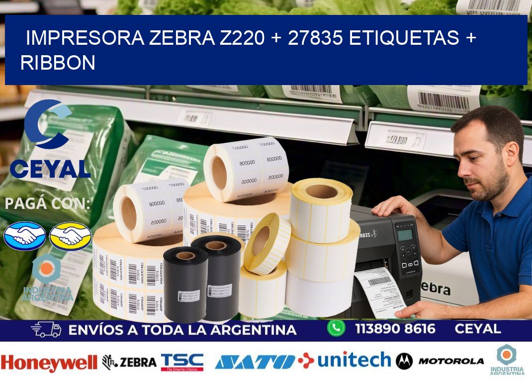 impresora zebra z220 + 27835 etiquetas + ribbon