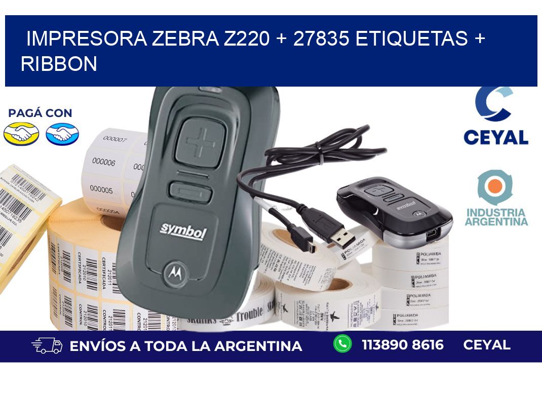 impresora zebra z220 + 27835 etiquetas + ribbon