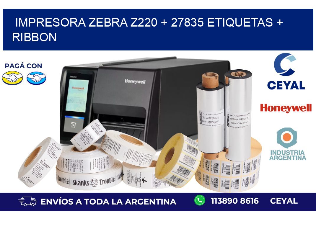 impresora zebra z220 + 27835 etiquetas + ribbon