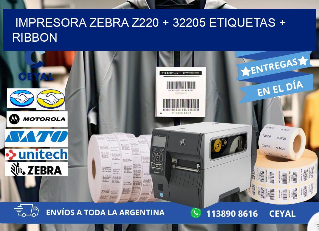 impresora zebra z220 + 32205 etiquetas + ribbon