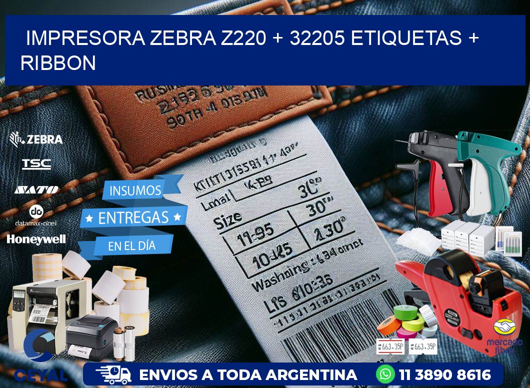 impresora zebra z220 + 32205 etiquetas + ribbon