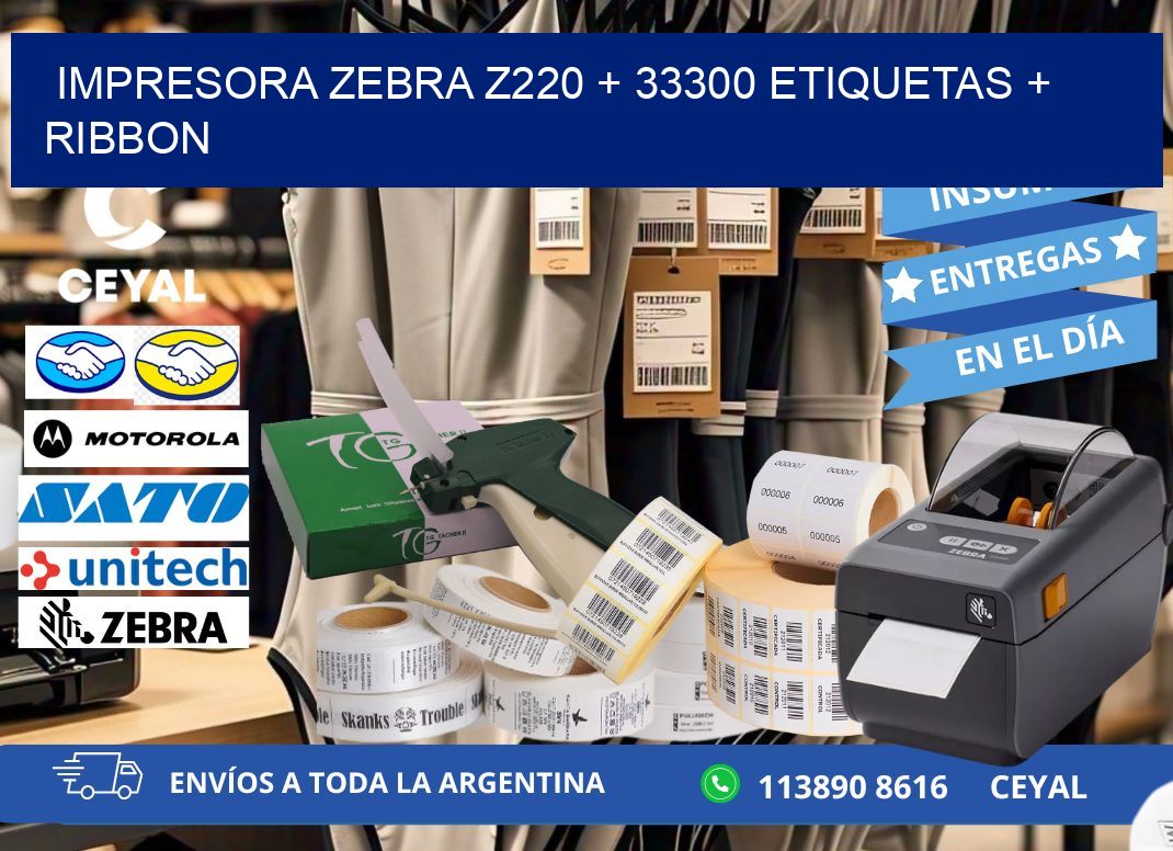 impresora zebra z220 + 33300 etiquetas + ribbon