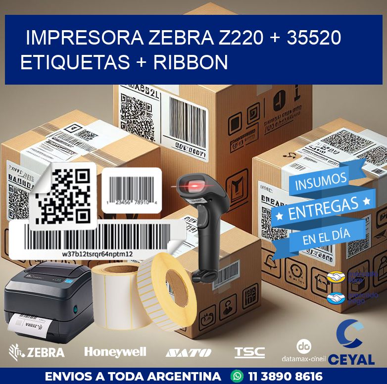 impresora zebra z220 + 35520 etiquetas + ribbon