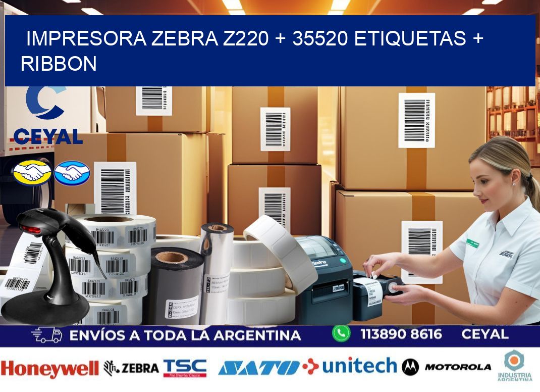 impresora zebra z220 + 35520 etiquetas + ribbon