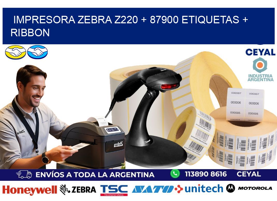 impresora zebra z220 + 87900 etiquetas + ribbon