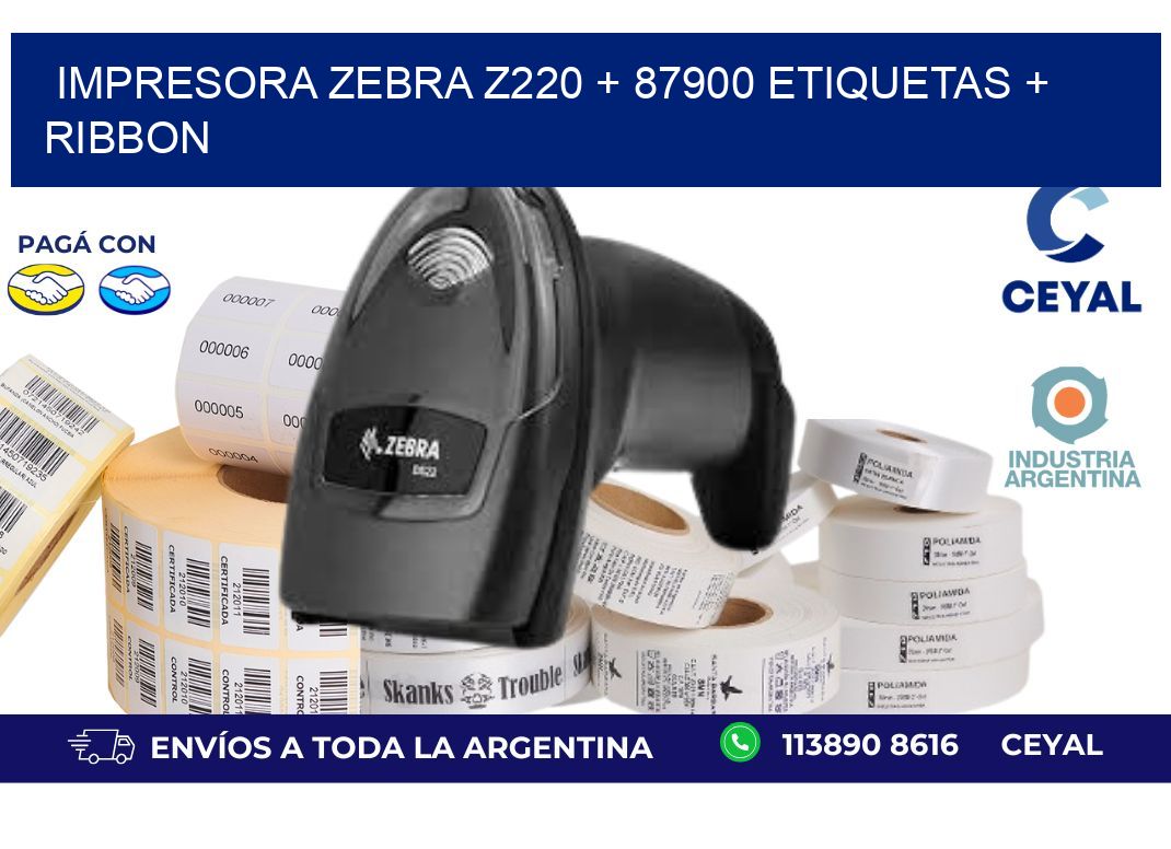 impresora zebra z220 + 87900 etiquetas + ribbon