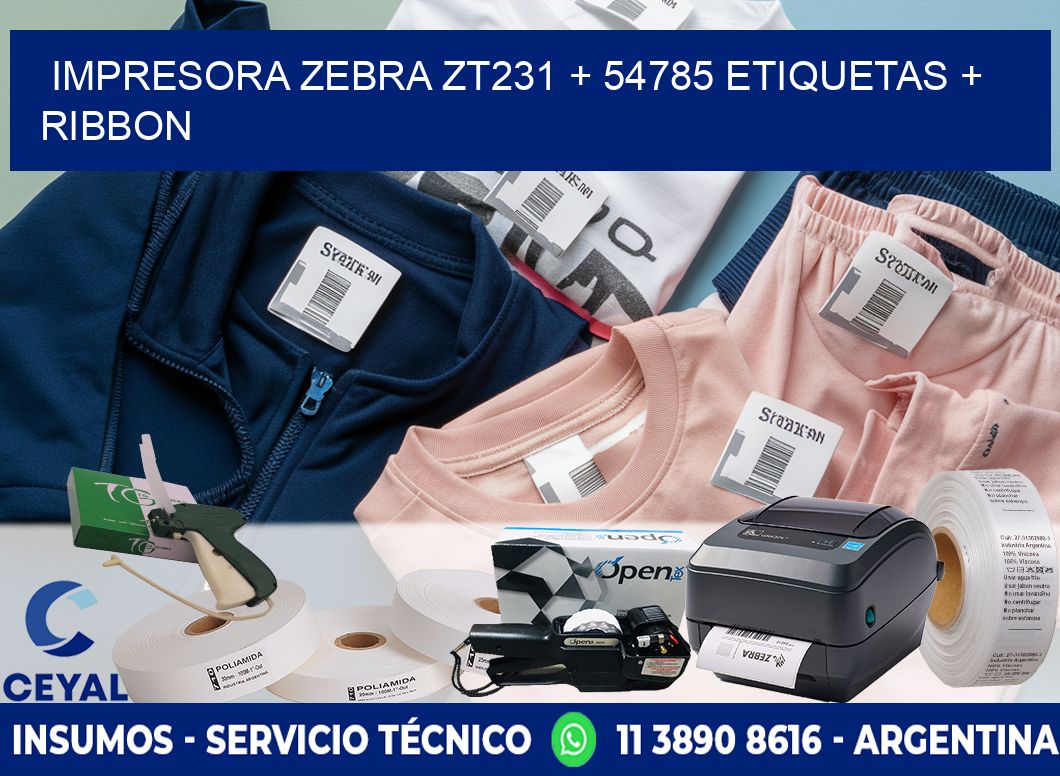 impresora zebra zt231 + 54785 etiquetas + ribbon