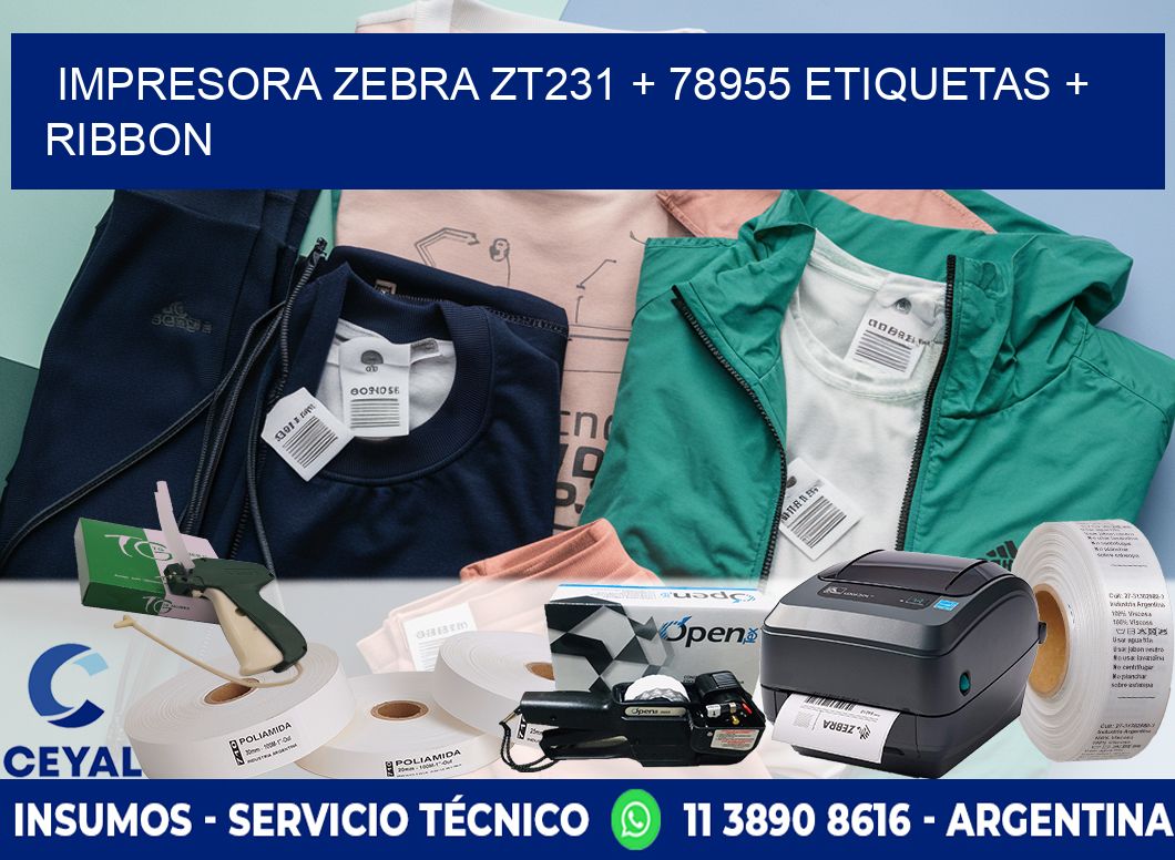 impresora zebra zt231 + 78955 etiquetas + ribbon