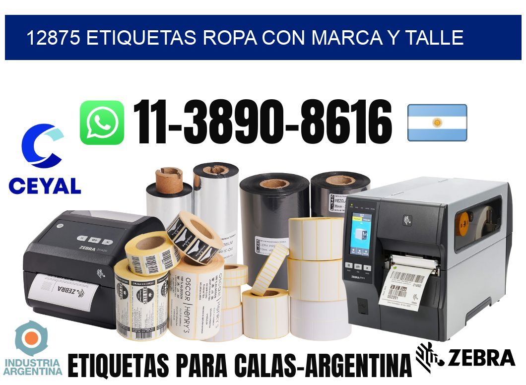 12875 Etiquetas ropa con marca y talle