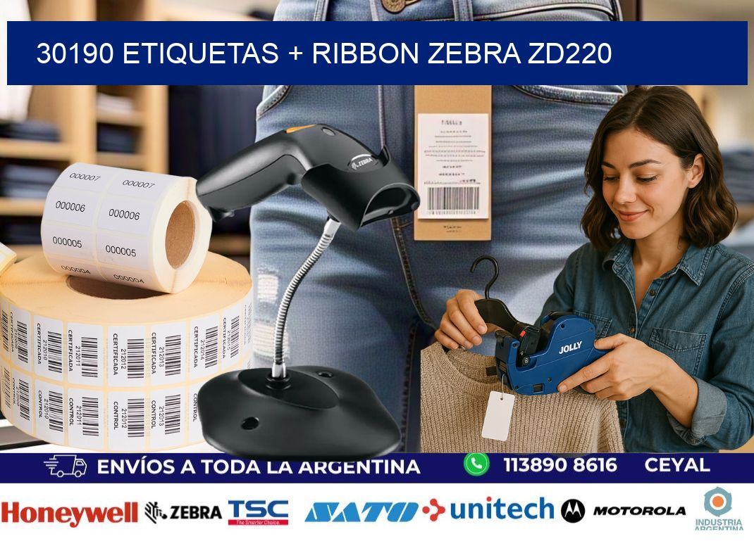 30190 etiquetas + ribbon zebra zd220