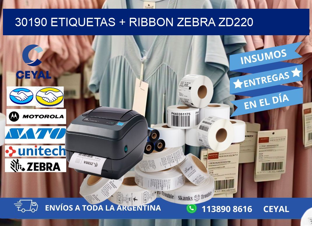 30190 etiquetas + ribbon zebra zd220