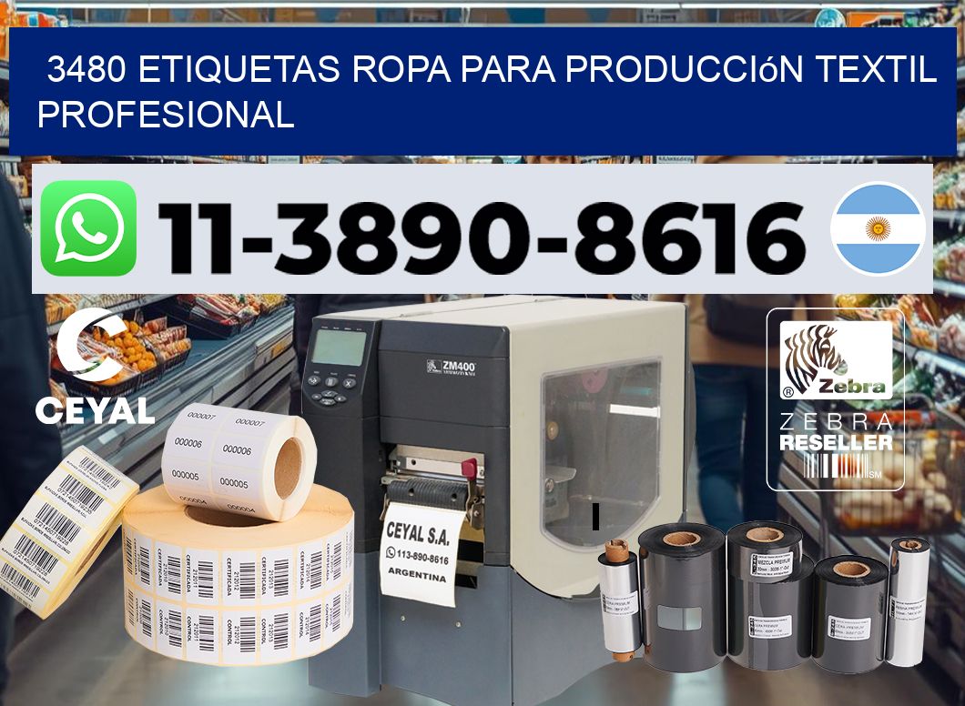 3480 Etiquetas ropa para producción textil profesional