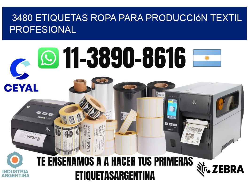 3480 Etiquetas ropa para producción textil profesional