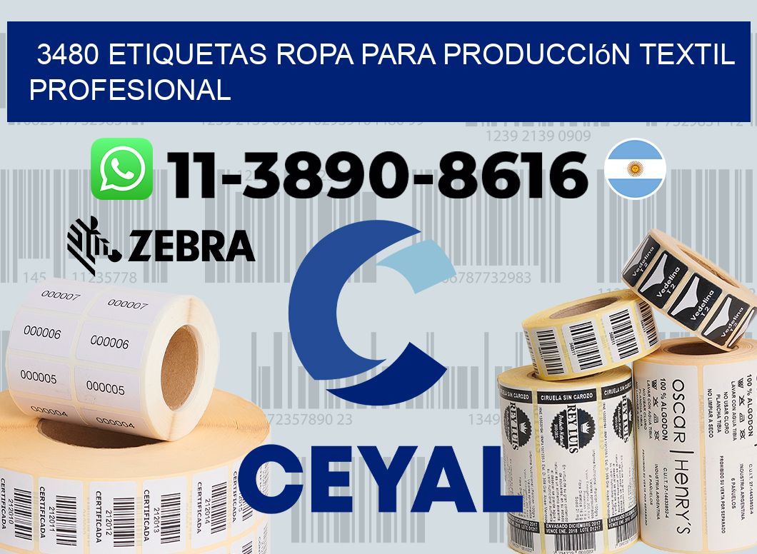 3480 Etiquetas ropa para producción textil profesional
