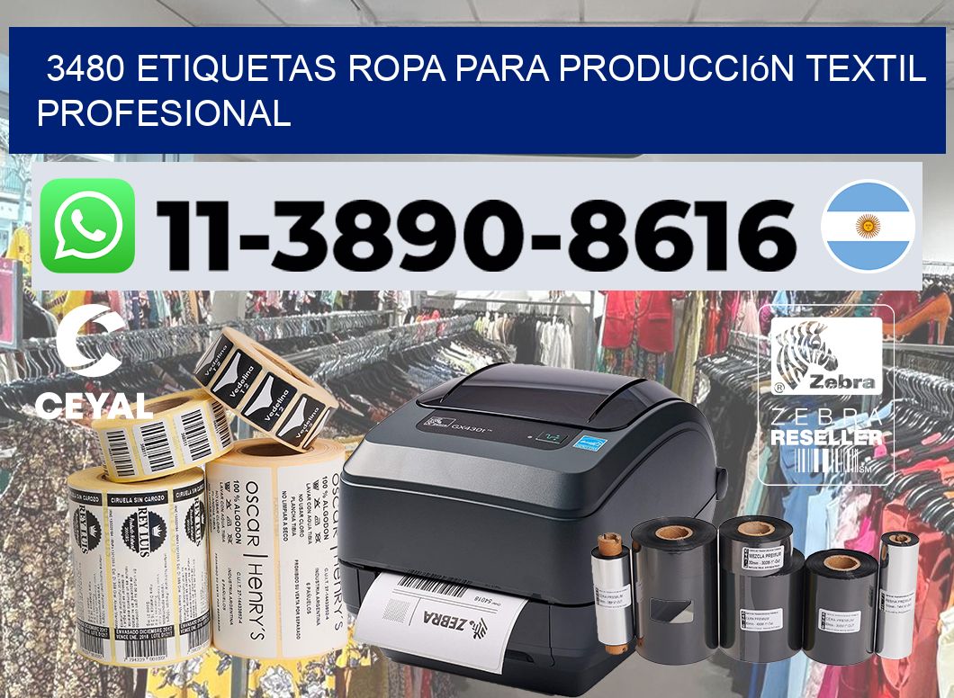 3480 Etiquetas ropa para producción textil profesional