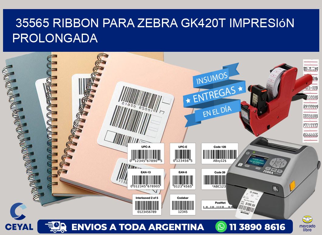 35565 ribbon para zebra gk420t impresión prolongada
