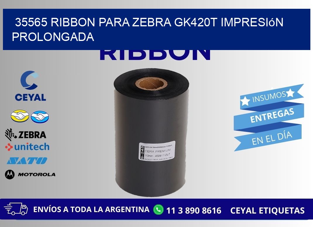 35565 ribbon para zebra gk420t impresión prolongada