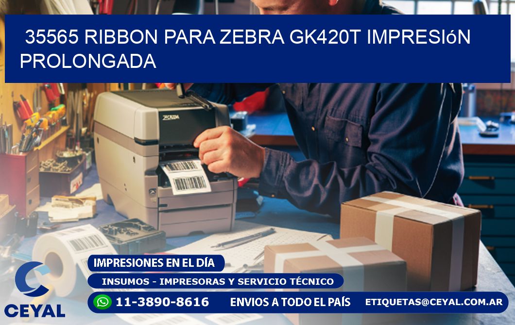 35565 ribbon para zebra gk420t impresión prolongada