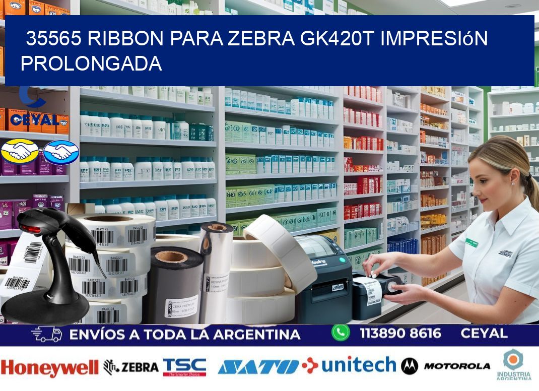 35565 ribbon para zebra gk420t impresión prolongada