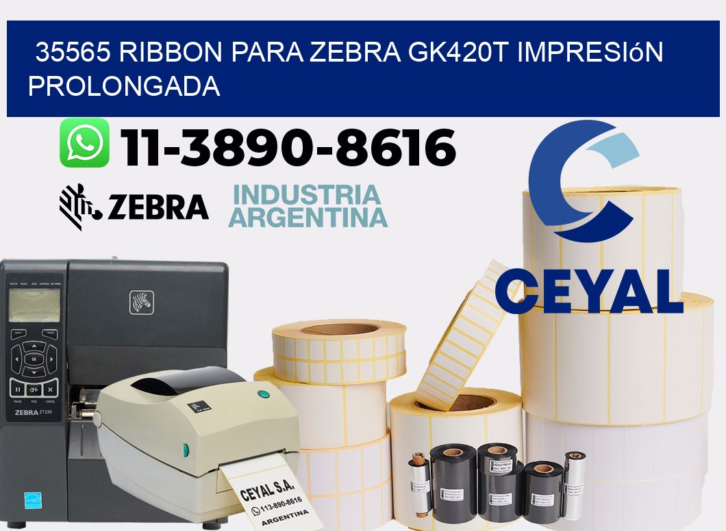 35565 ribbon para zebra gk420t impresión prolongada