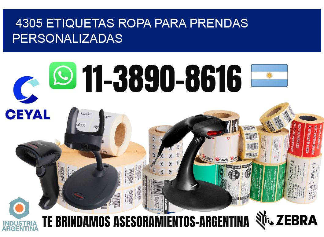 4305 Etiquetas ropa para prendas personalizadas